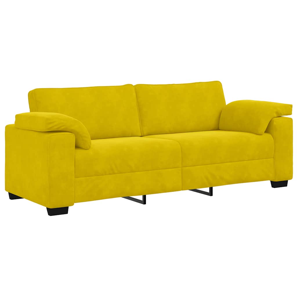 2-teiliges Sofa-Set mit Kissen, gelber Samt