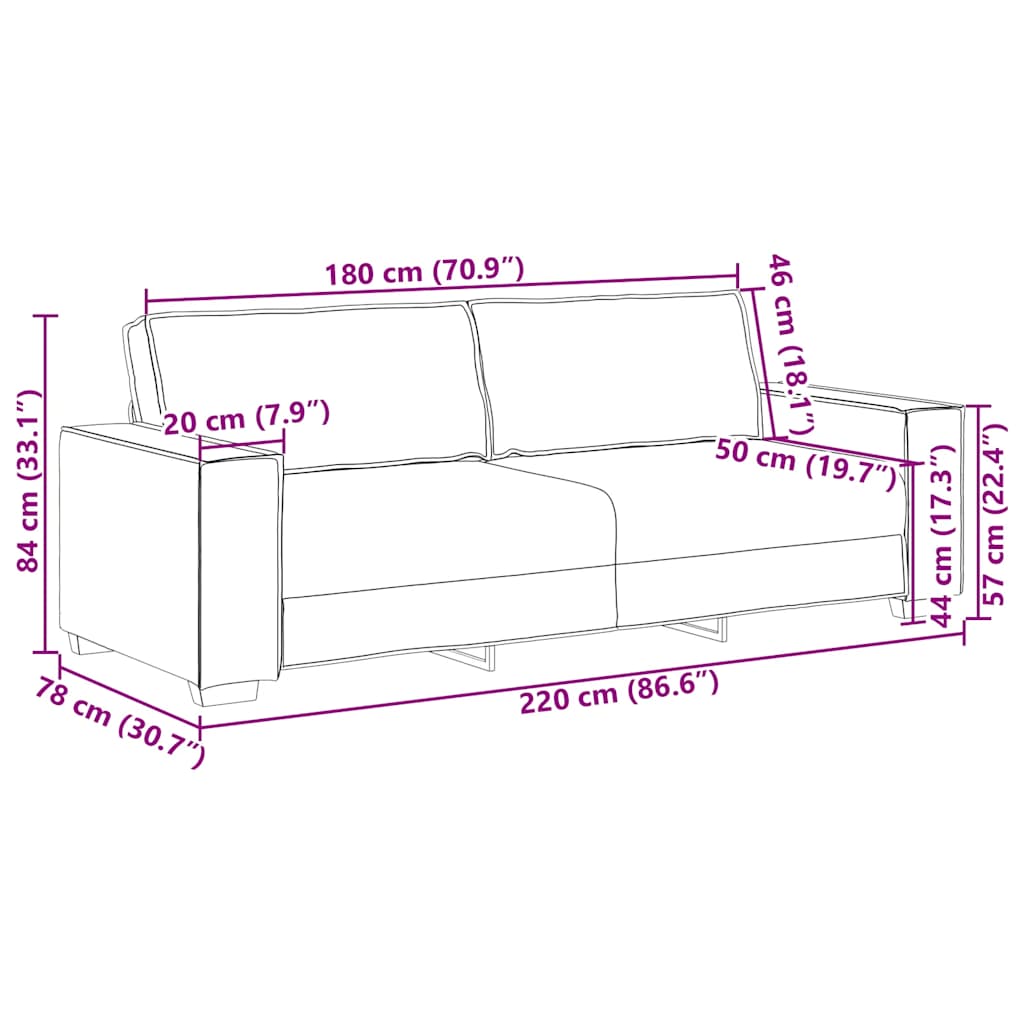 3-Sitzer-Sofa Weinrot 180 cm Samt