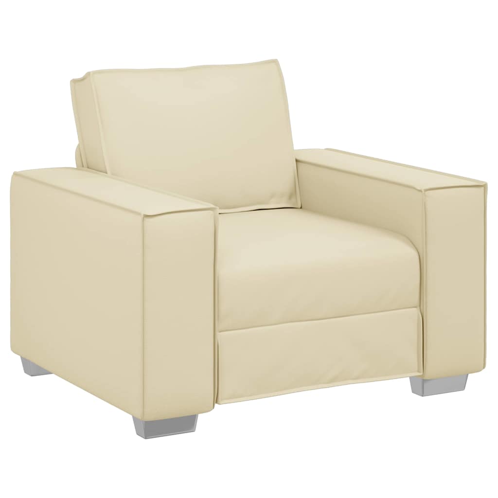 Sofa Sessel 59 cm mit Kissen Creme Kunstleder