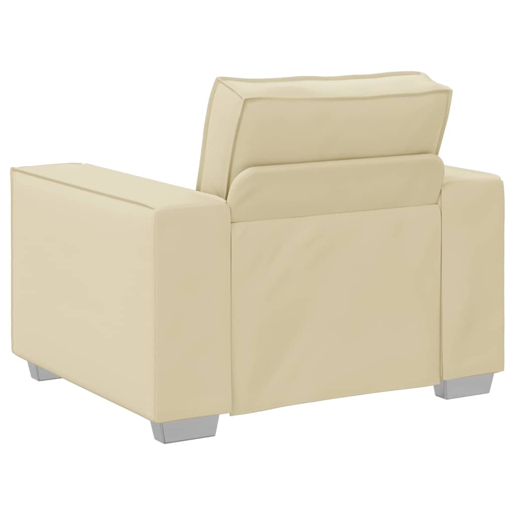 Sofa Sessel 59 cm mit Kissen Creme Kunstleder