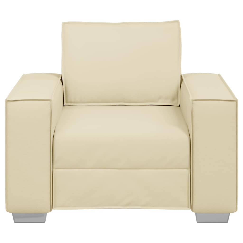 Sofa Sessel 59 cm mit Kissen Creme Kunstleder