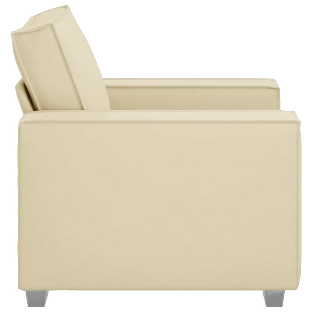 Sofa Sessel 59 cm mit Kissen Creme Kunstleder
