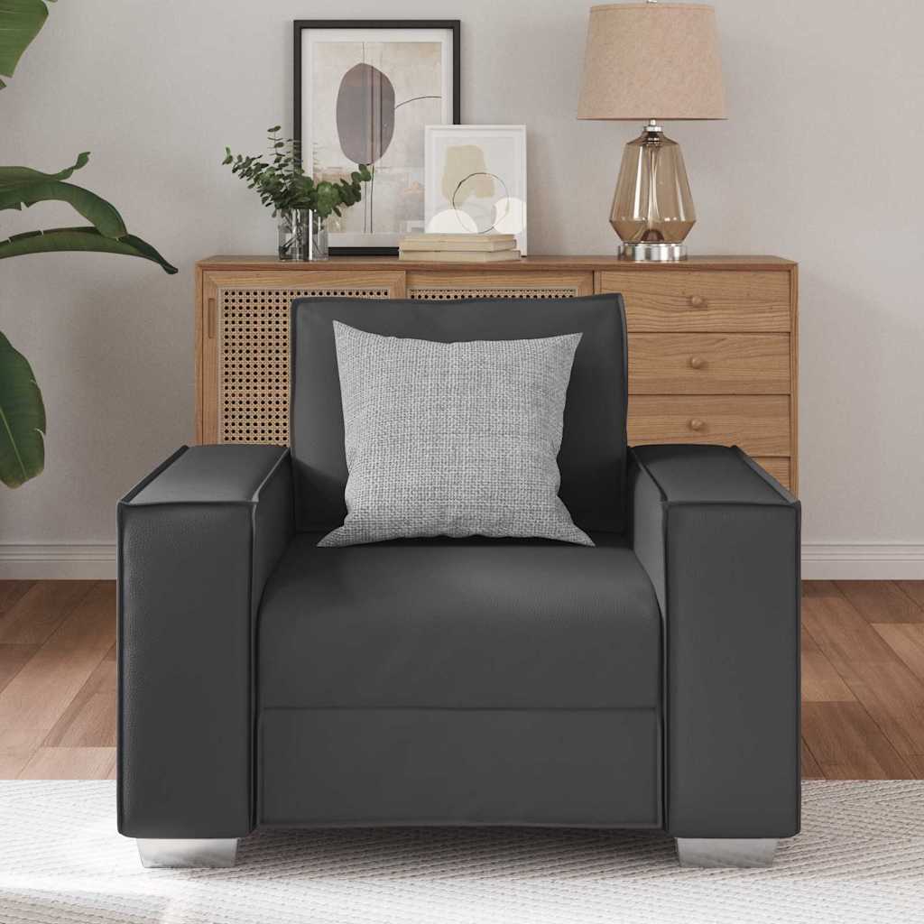 Sofa Sessel 59 cm mit Kissen Grau Kunstleder