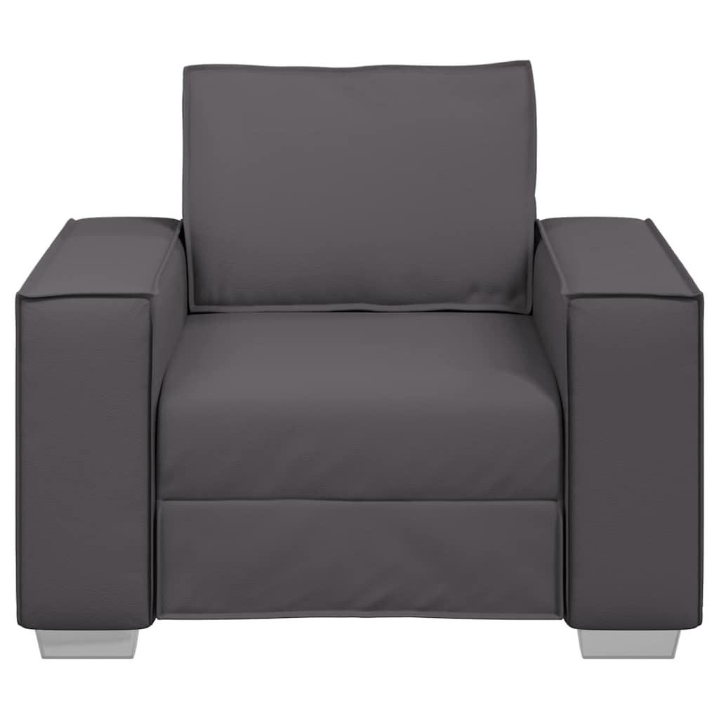 Sofa Sessel 59 cm mit Kissen Grau Kunstleder
