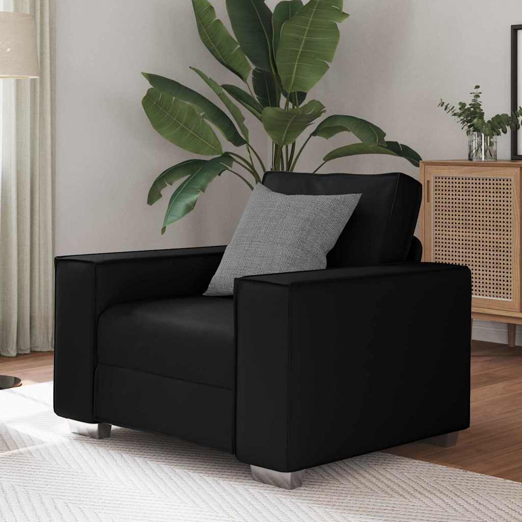 Sofa Sessel 59 cm mit Kissen Schwarz Kunstleder