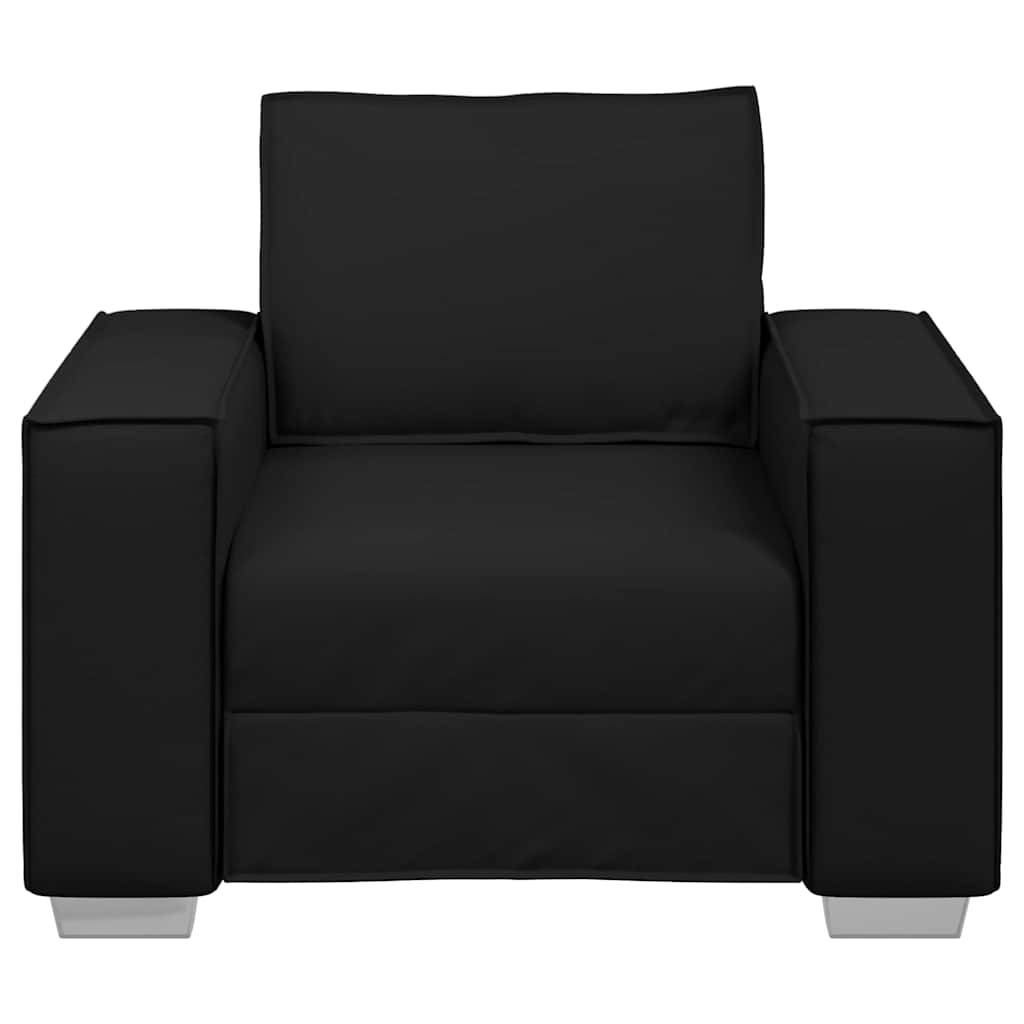 Sofa Sessel 59 cm mit Kissen Schwarz Kunstleder
