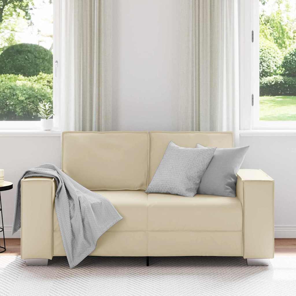 Sofasessel mit Kissen Creme 160 x 78 x 84 cm Kunstleder