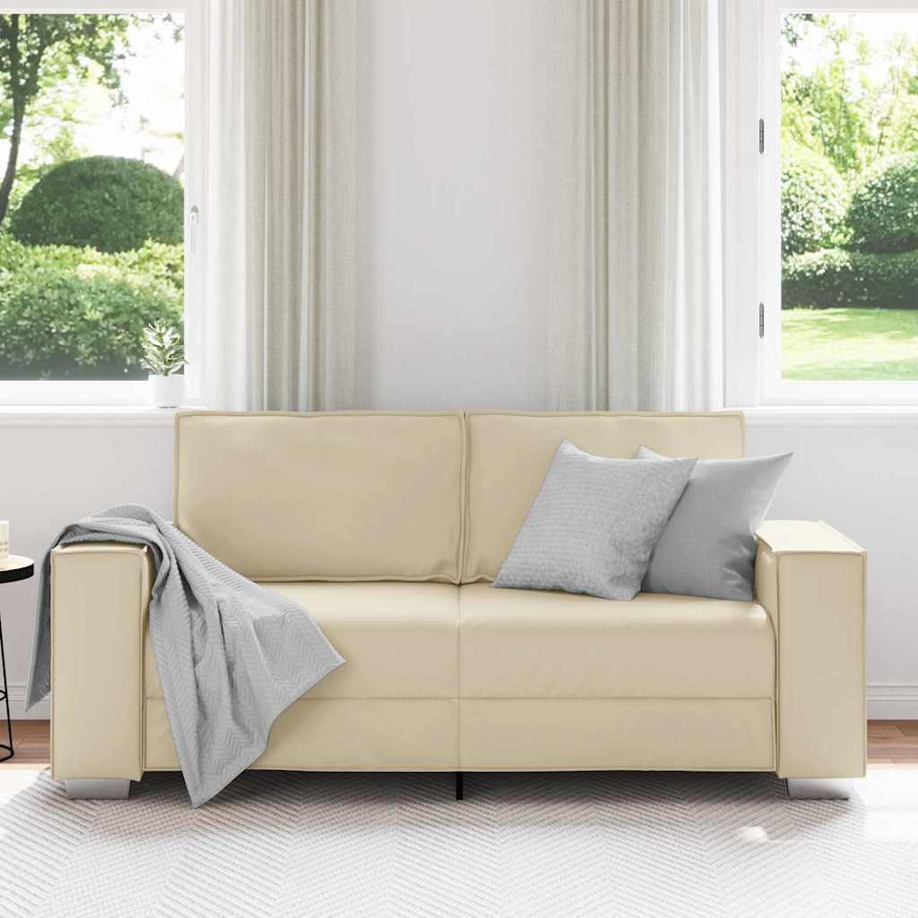 Sofasessel mit Kissen Creme 180 x 78 x 84 cm Kunstleder