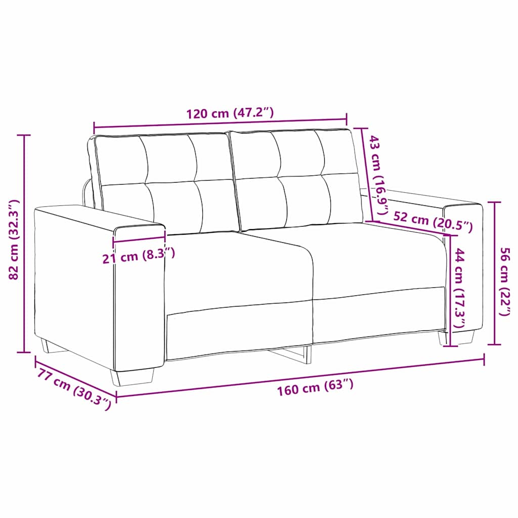 Zweisitzer-Sofa mit Kissen Wolkengrau Stoff