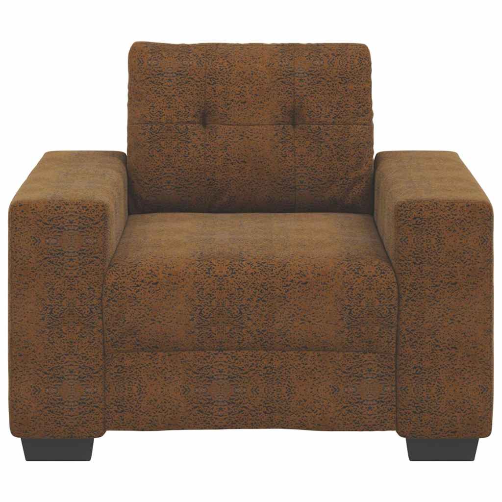 Sofa Stuhl mit Kissen Braun Kunstleder & Holz