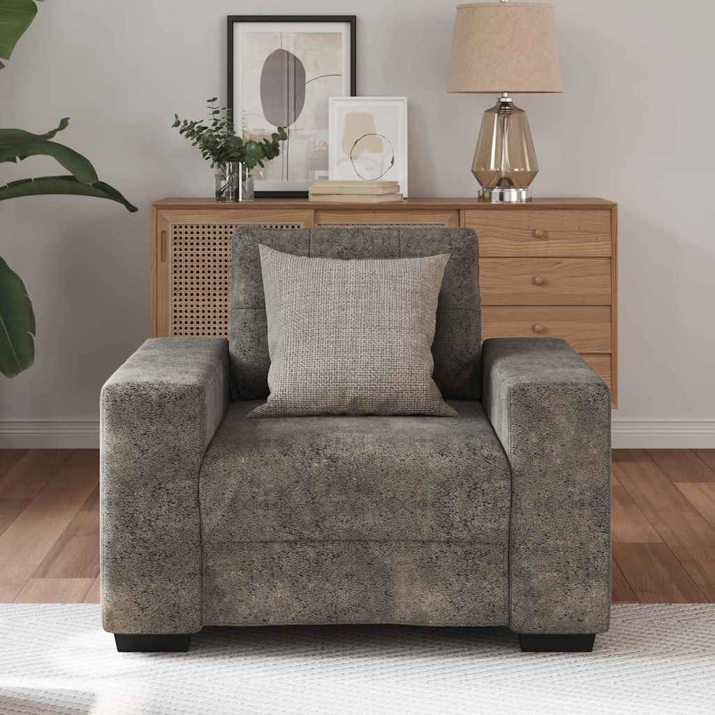 Sofa Stuhl mit Kissen Dunkelgrau Kunstleder