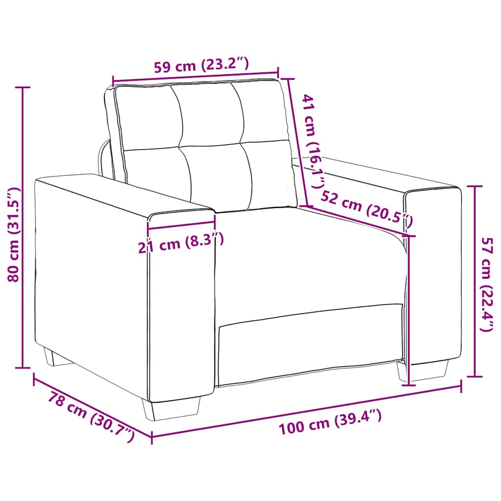 Sofa Stuhl mit Kissen Dunkelgrau Kunstleder