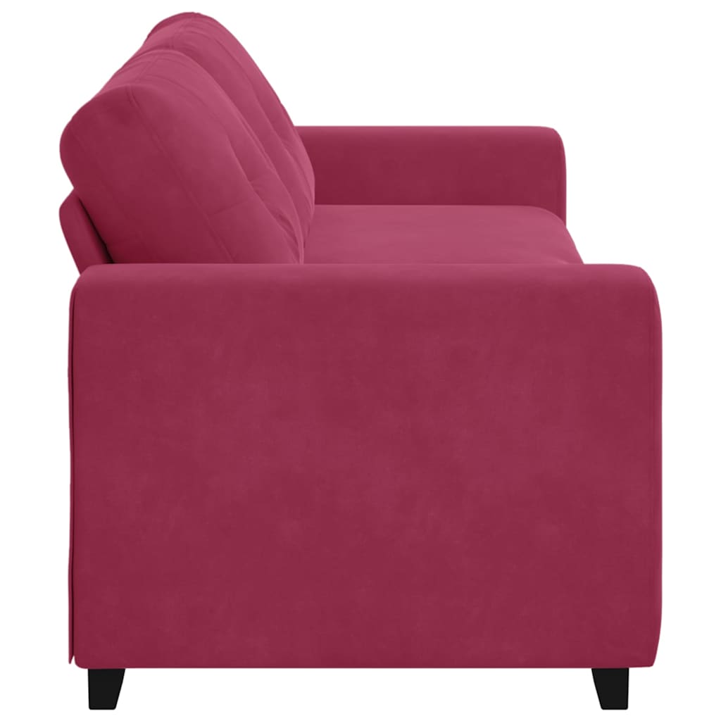 3-Sitzer-Sofa mit Kissen Weinrot Samt