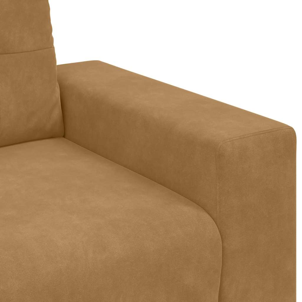 3-Sitzer Sofa mit Kissen Braun Samt