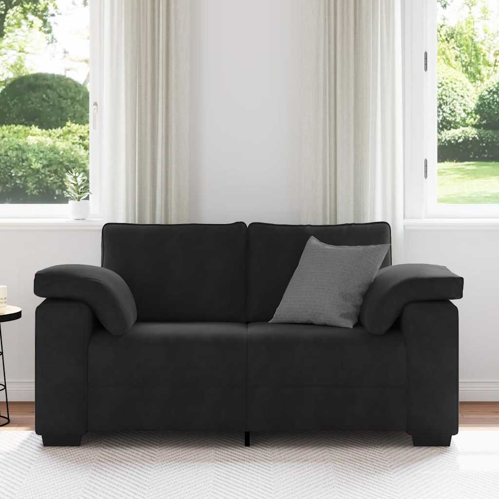 Zweisitzer-Sofa Schwarz 120 cm Samt