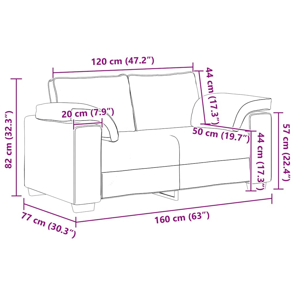 Zweisitzer-Sofa Schwarz 120 cm Samt