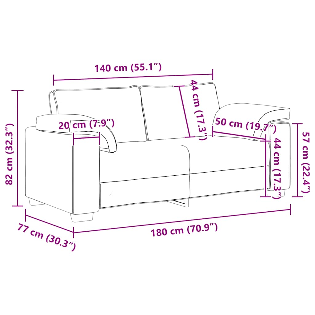 Zweisitzer-Sofa Schwarz 140 cm Samt