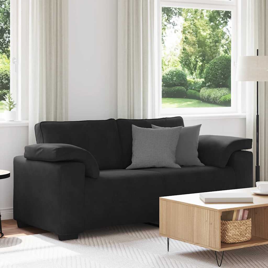 Zweisitzer-Sofa Schwarz 140 cm Samt