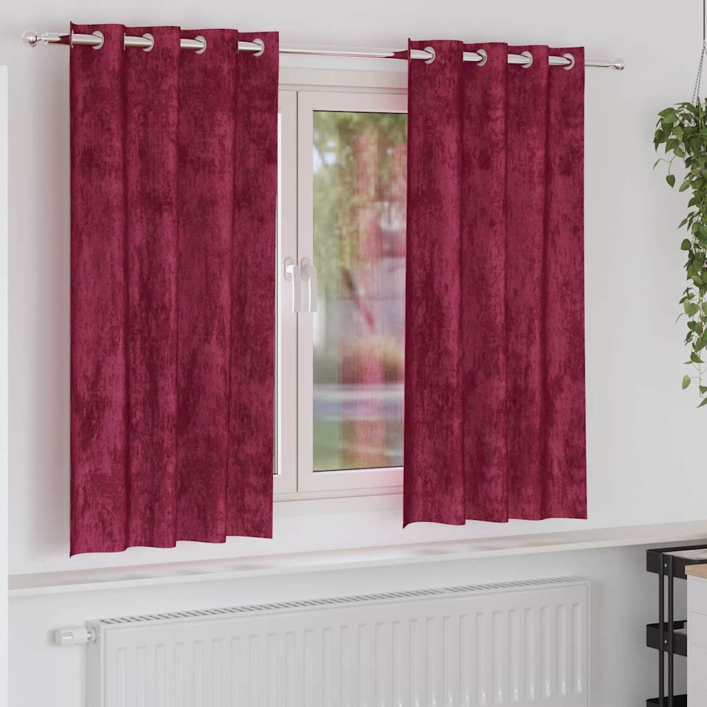 Vorhang mit Vorhängen 2 pcs Weinrot 175 x 140 cm Samt