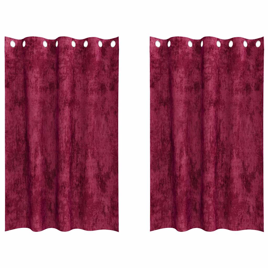 Vorhang mit Vorhängen 2 pcs Weinrot 175 x 140 cm Samt