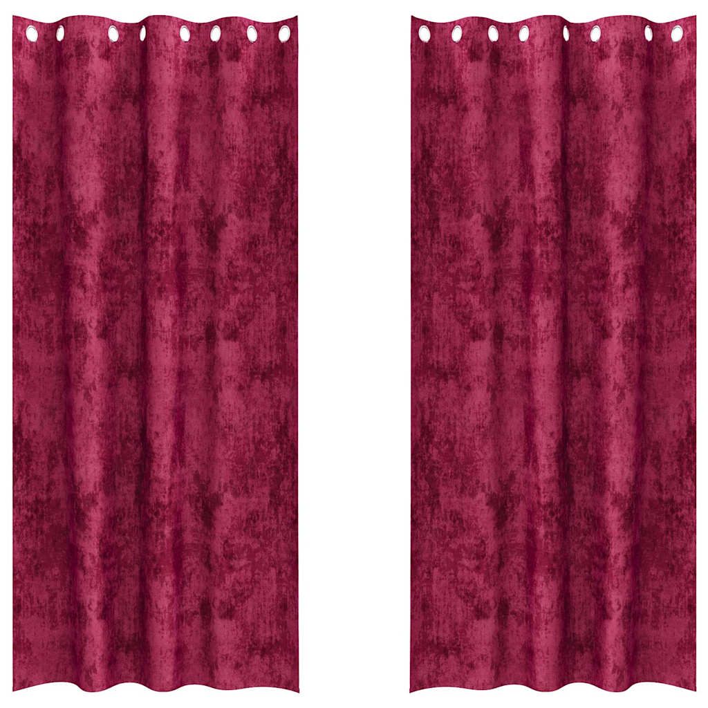 Vorhang mit Vorhängen 2 pcs Weinrot 225 x 140 cm Samt