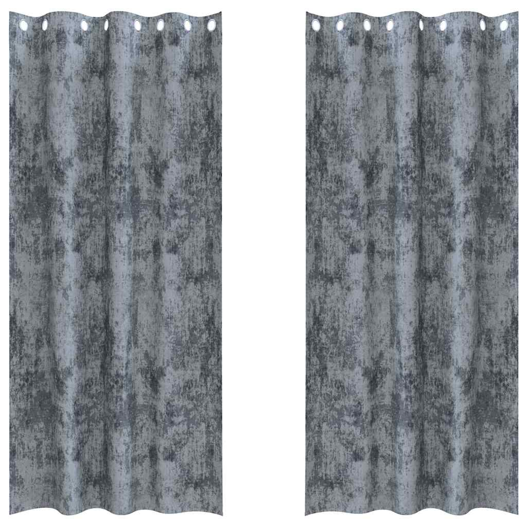 Vorhang mit Vorhängen 2 pcs Silbergrau 245 x 140 cm Samt
