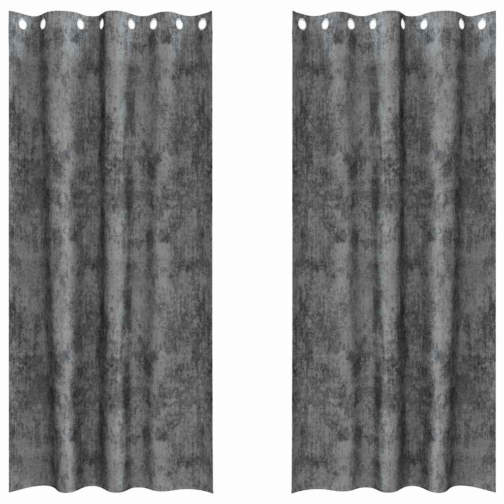 Vorhang mit Vorhängen 2 pcs Grau 225 x 140 cm Samt