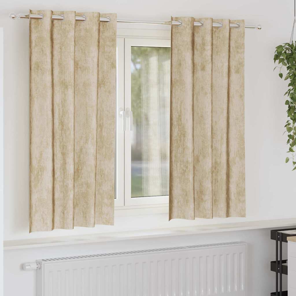 Vorhang mit Vorhängen 2 pcs Creme 175 x 140 cm Samt