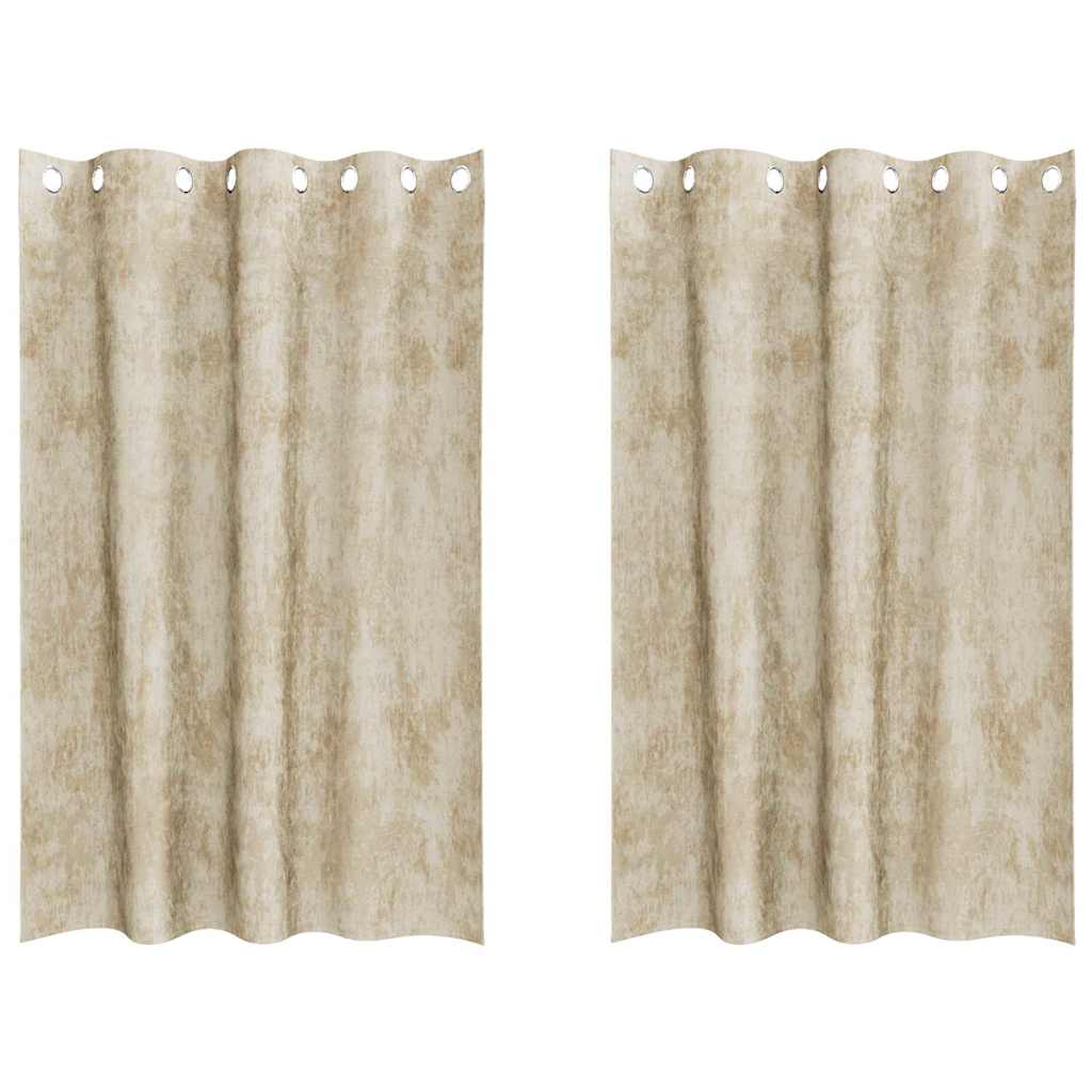 Vorhang mit Vorhängen 2 pcs Creme 175 x 140 cm Samt