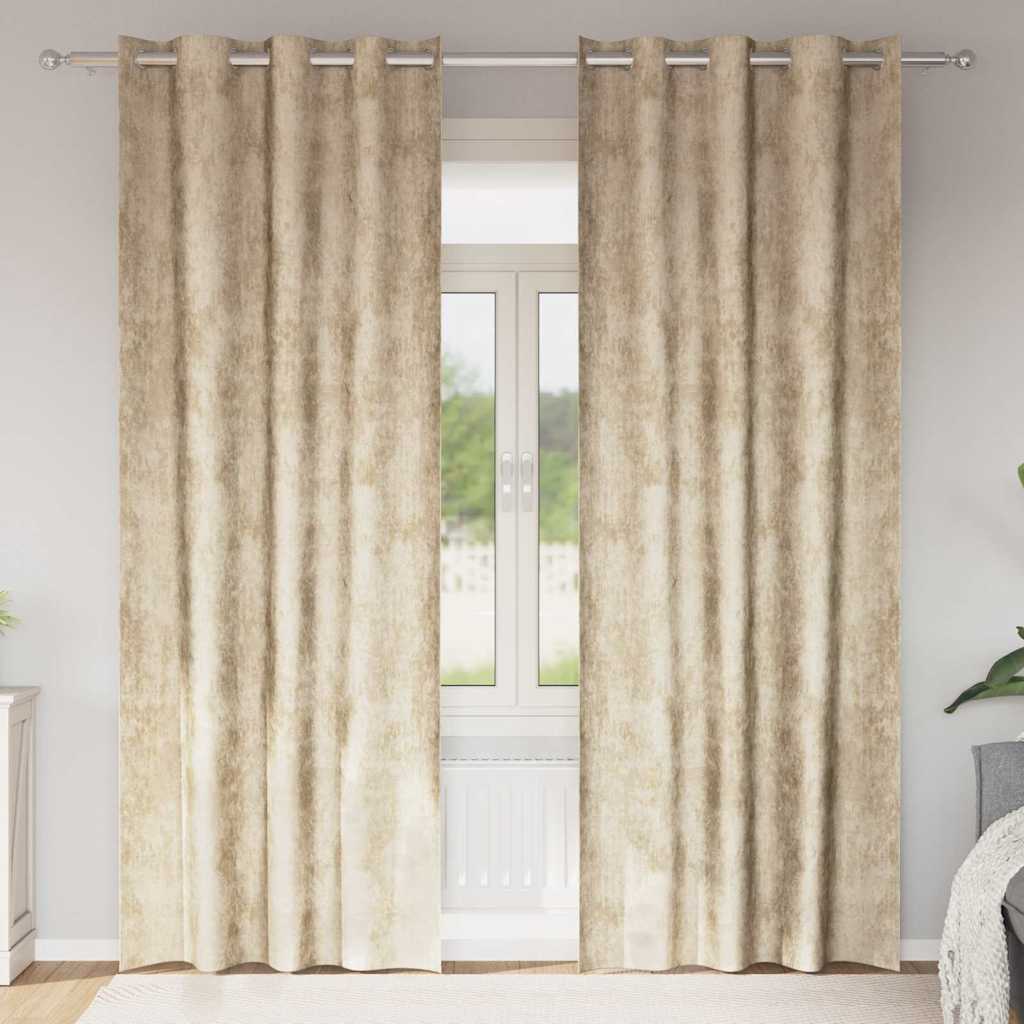 Vorhang mit Vorhängen 2 pcs Creme 225 x 140 cm Samt