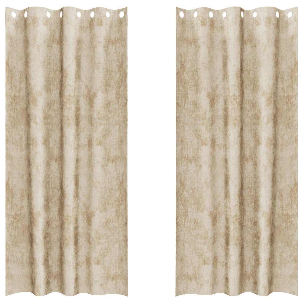 Vorhang mit Vorhängen 2 pcs Creme 225 x 140 cm Samt