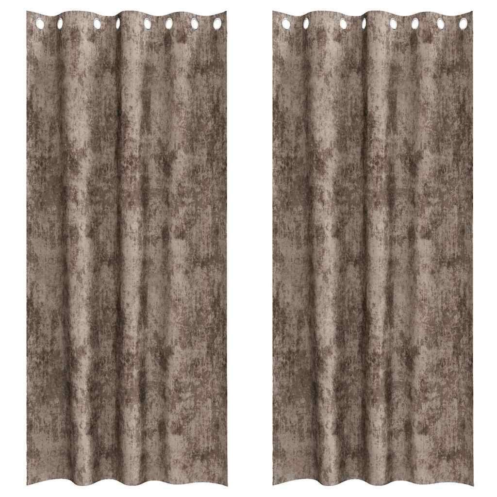 Vorhang mit Vorhängen 2 pcs Cappuccino 245 x 140 cm Samt