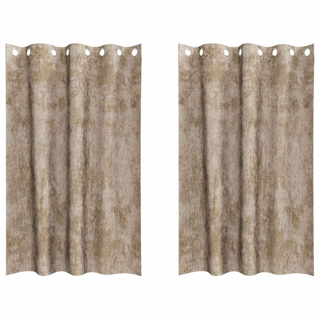 Vorhang mit Vorhängen 2 pcs Champagner 175 x 140 cm Samt