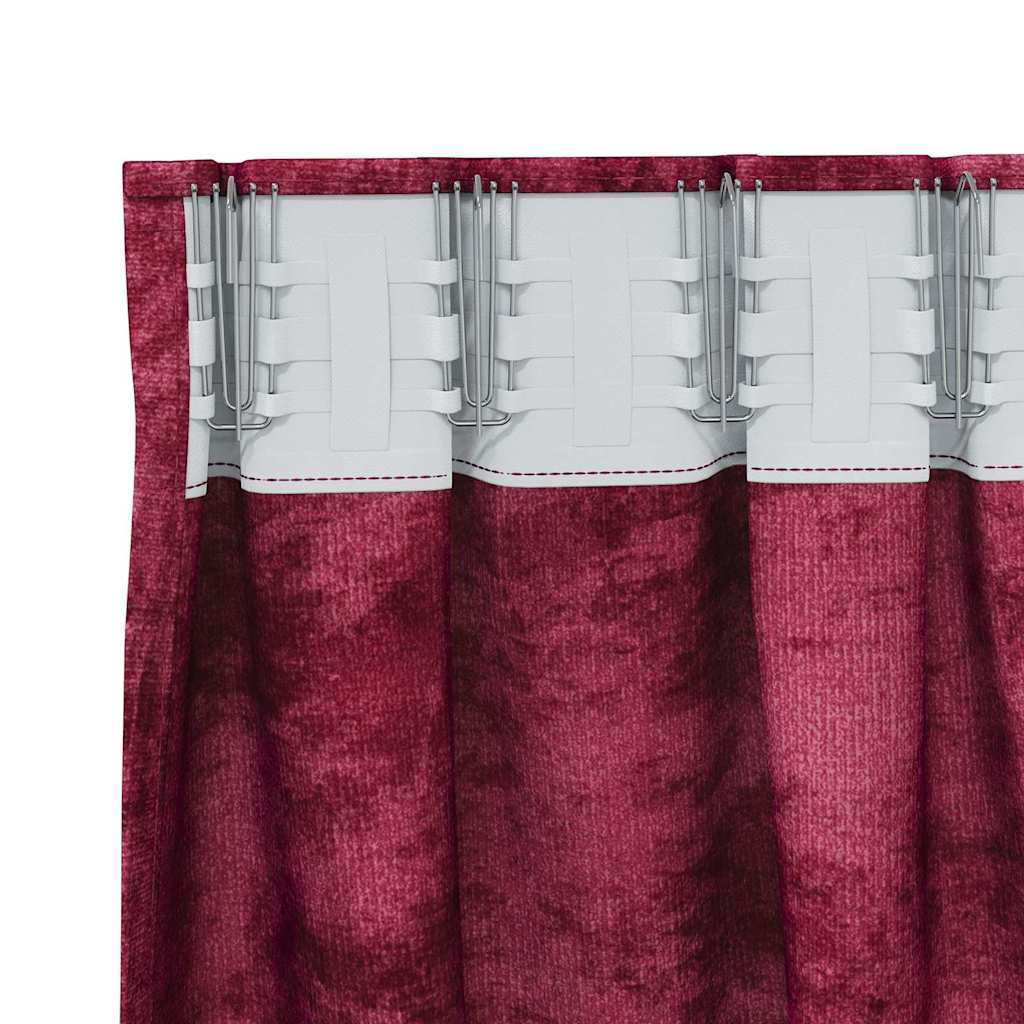 Vorhang mit Vorhängen 2 pcs Weinrot 175 x 140 cm Samt