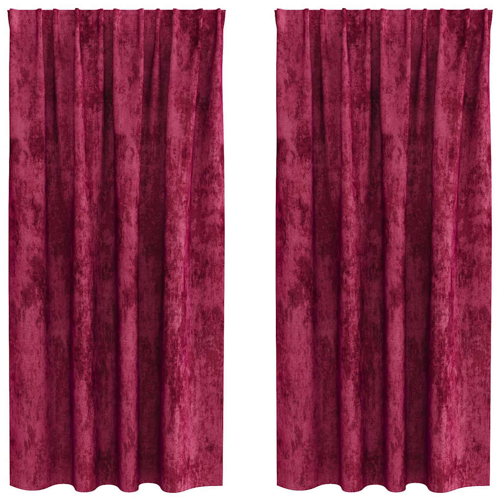Vorhang mit Vorhängen 2 pcs Weinrot 175 x 140 cm Samt