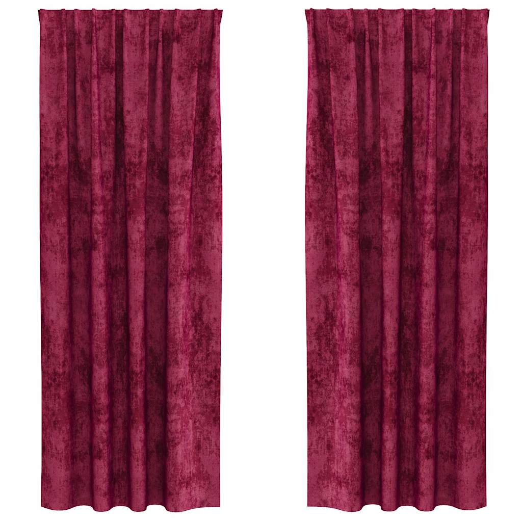 Vorhang mit Vorhängen 2 pcs Weinrot 260 x 140 cm Samt