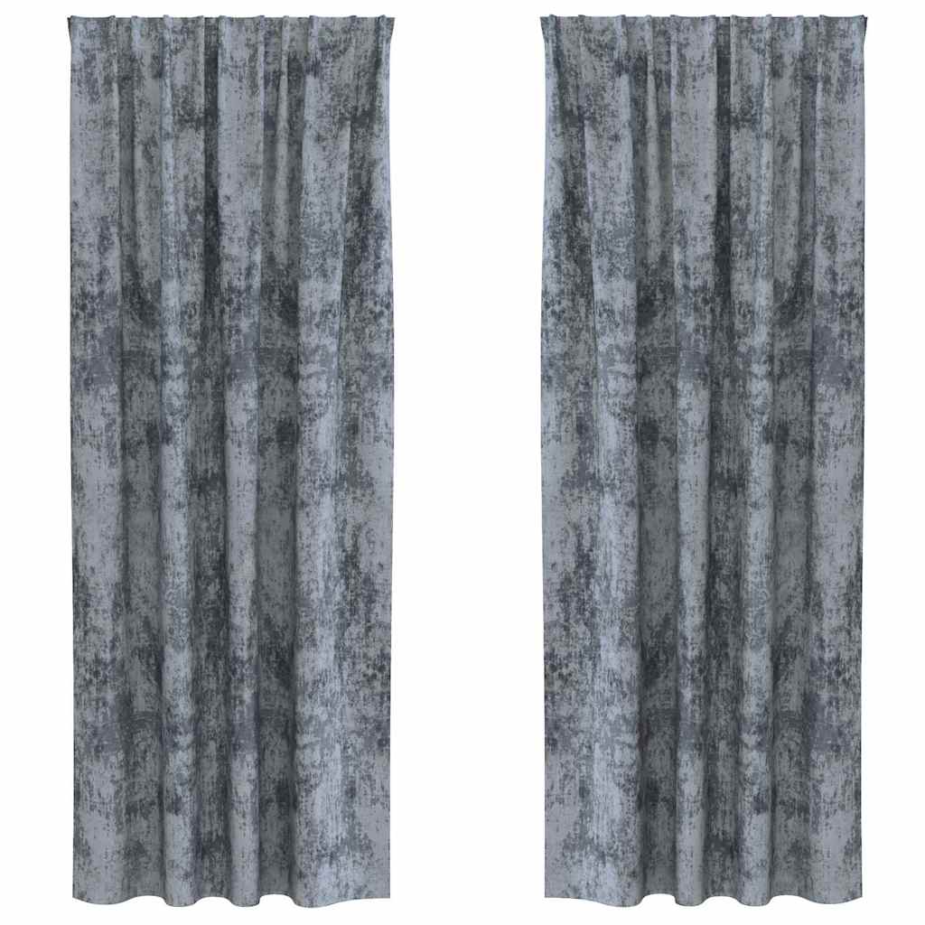 Vorhang mit Vorhängen 2 pcs Silbergrau 260 x 140 cm Samt