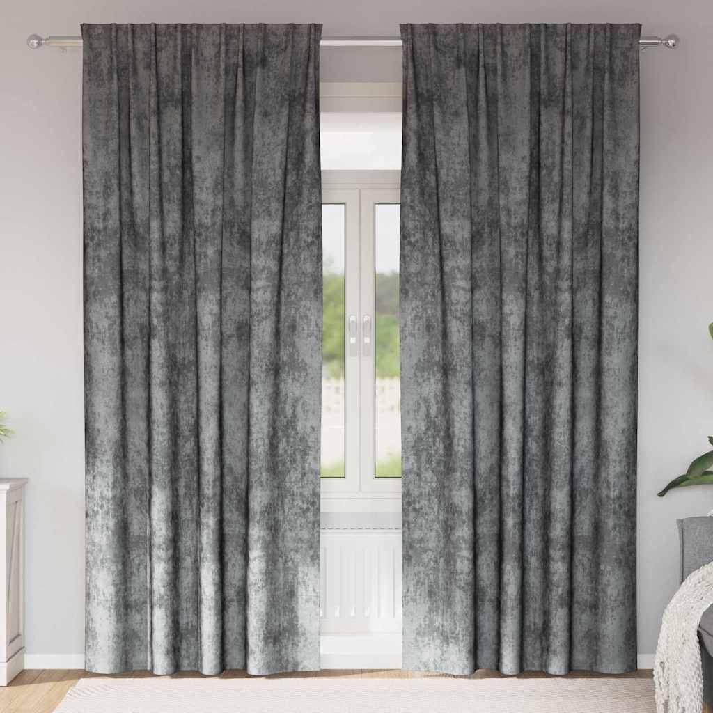Vorhang mit Vorhängen 2 pcs Grau 245 x 140 cm Samt