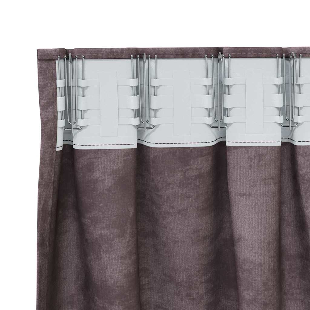 Vorhang mit Vorhängen 2 pcs Braun 245 x 140 cm Samt