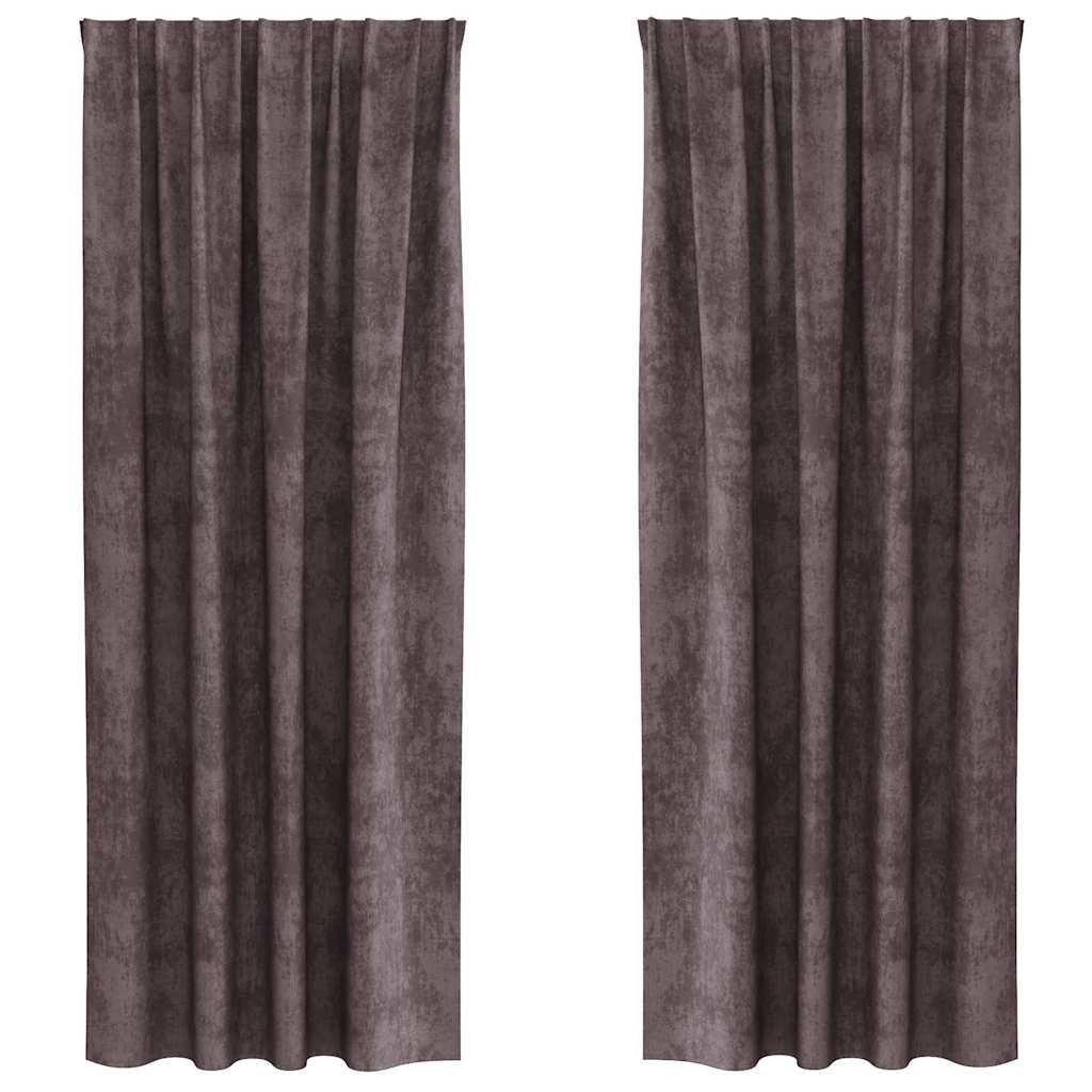 Vorhang mit Vorhängen 2 pcs Braun 245 x 140 cm Samt