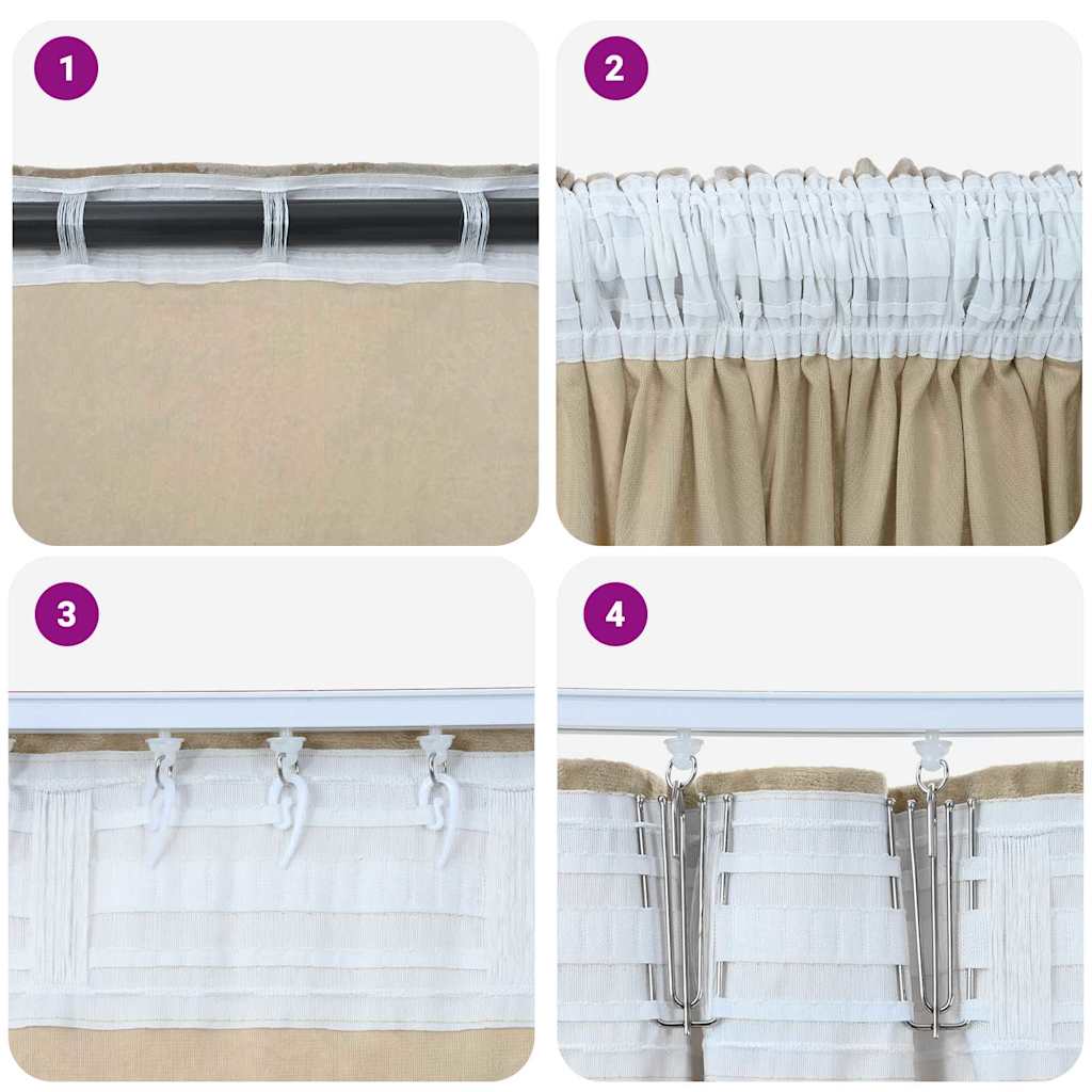 Vorhang mit Vorhängen 2 pcs Creme 260 x 140 cm Samt