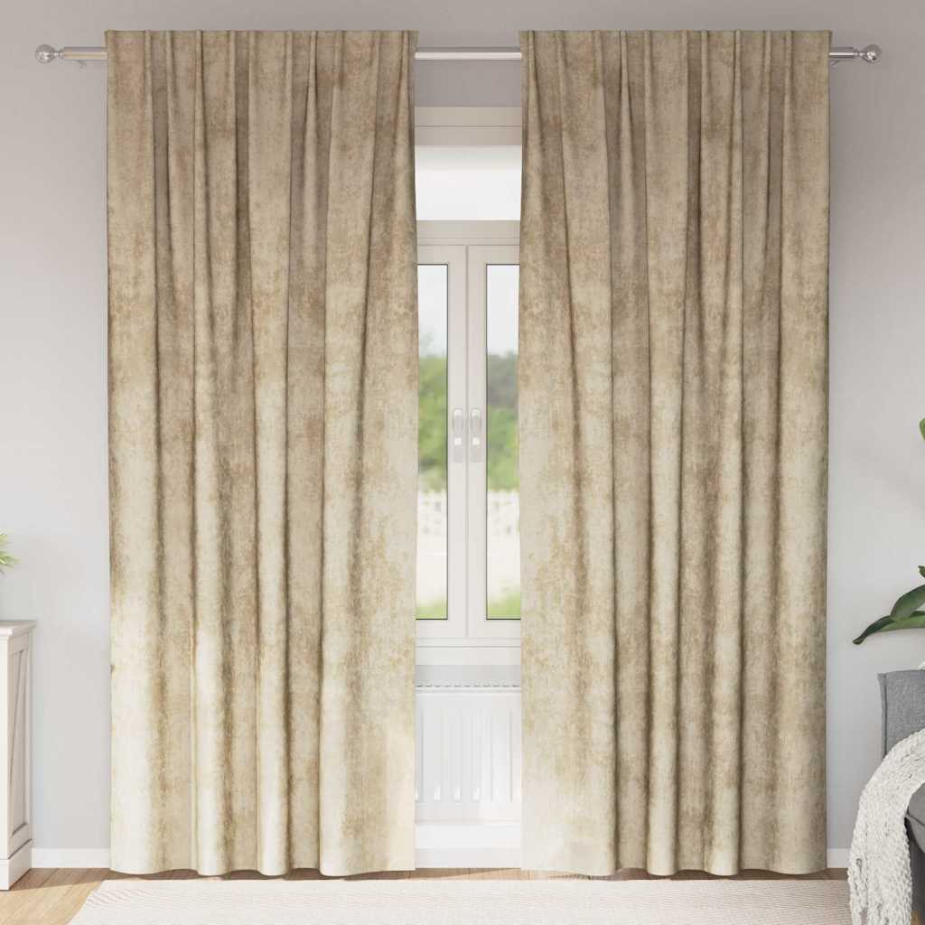 Vorhang mit Vorhängen 2 pcs Creme 260 x 140 cm Samt