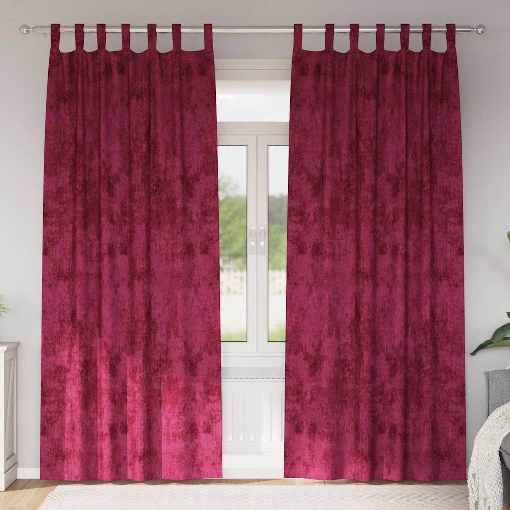 Vorhang mit Vorhängen 2 pcs Weinrot 260 x 140 cm Samt