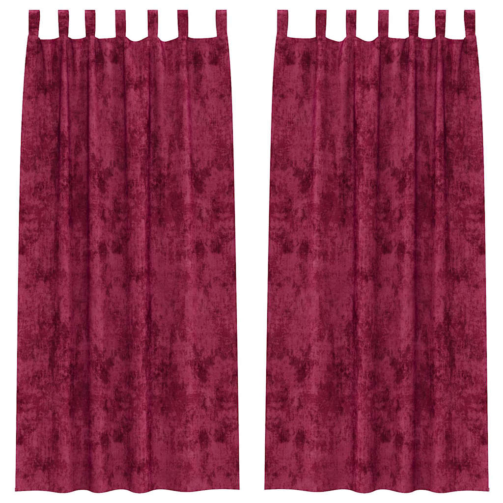Vorhang mit Vorhängen 2 pcs Weinrot 260 x 140 cm Samt
