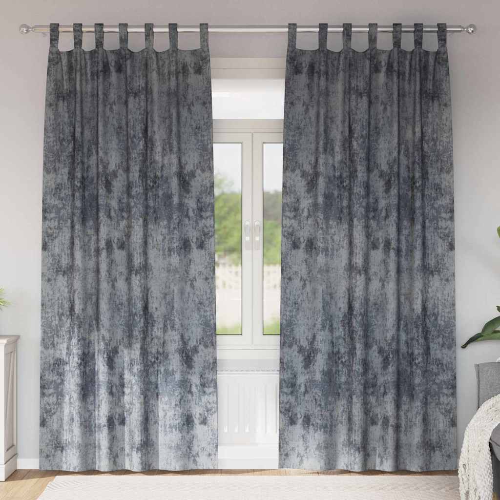 Vorhang mit Vorhängen 2 pcs Silbergrau 260 x 140 cm Samt