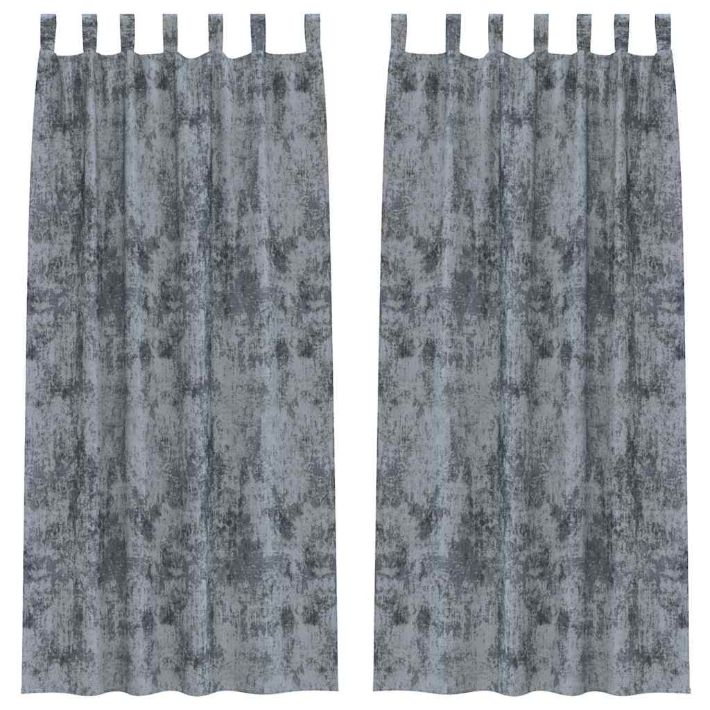 Vorhang mit Vorhängen 2 pcs Silbergrau 260 x 140 cm Samt