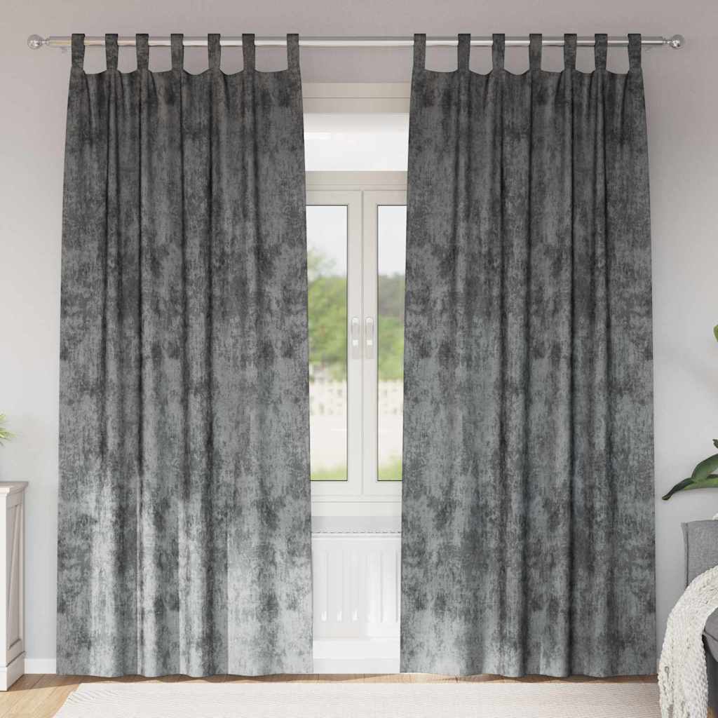 Vorhang mit Vorhängen 2 pcs Grau 260 x 140 cm Samt