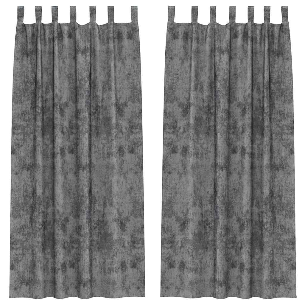 Vorhang mit Vorhängen 2 pcs Grau 260 x 140 cm Samt