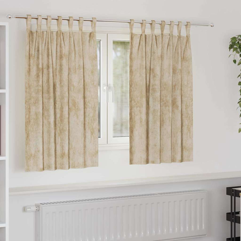 Vorhang mit Vorhängen 2 pcs Creme 140 x 140 cm Samt
