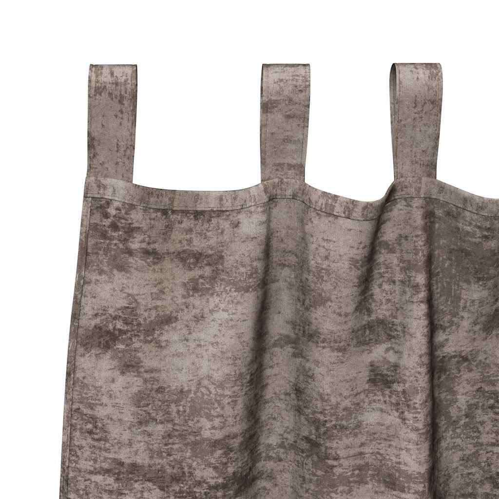 Vorhang mit Vorhängen 2 pcs Cappuccino 175 x 140 cm Samt